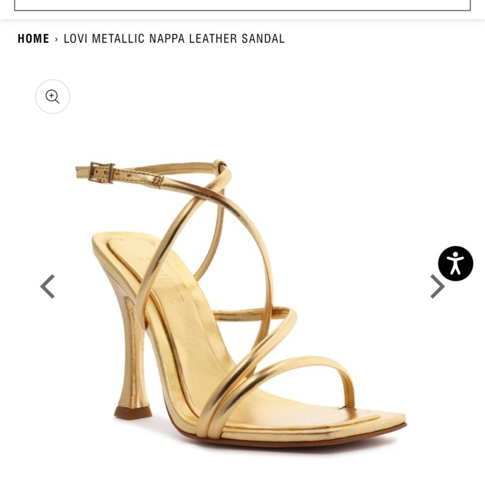 SCHUTZ Gold Metallic Strappy High Heel Sandal